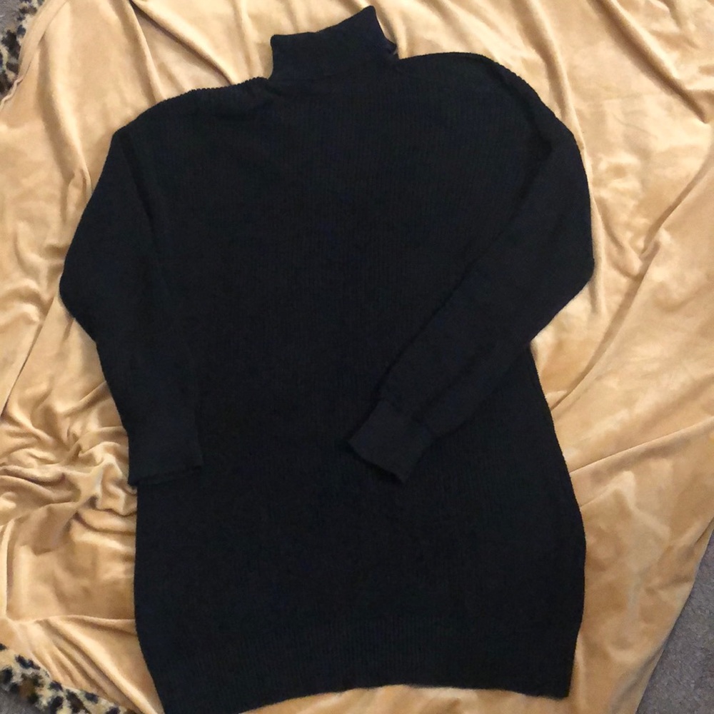 Bar III turtleneck cold shoulder sweater dress